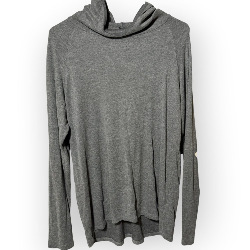 Uniqlo Mens XL Gray Long Sleeve Hooded Pullover Shirt Raglan Lightweight Hoodie